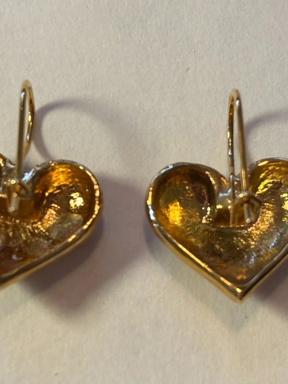 Vintage Gold Tone 10 Strand Chain with Puffy Heart Necklace & Matching Earrings